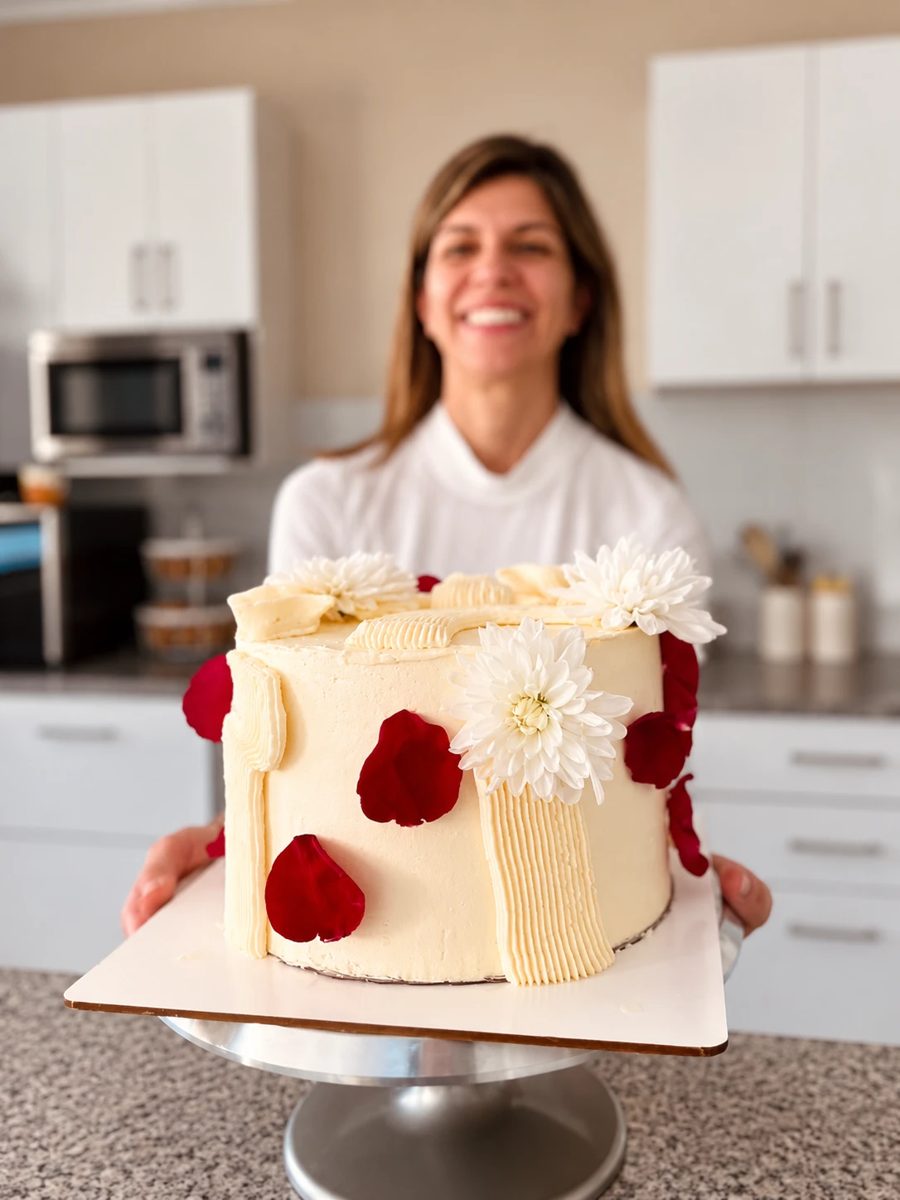 Torta decorada con flores