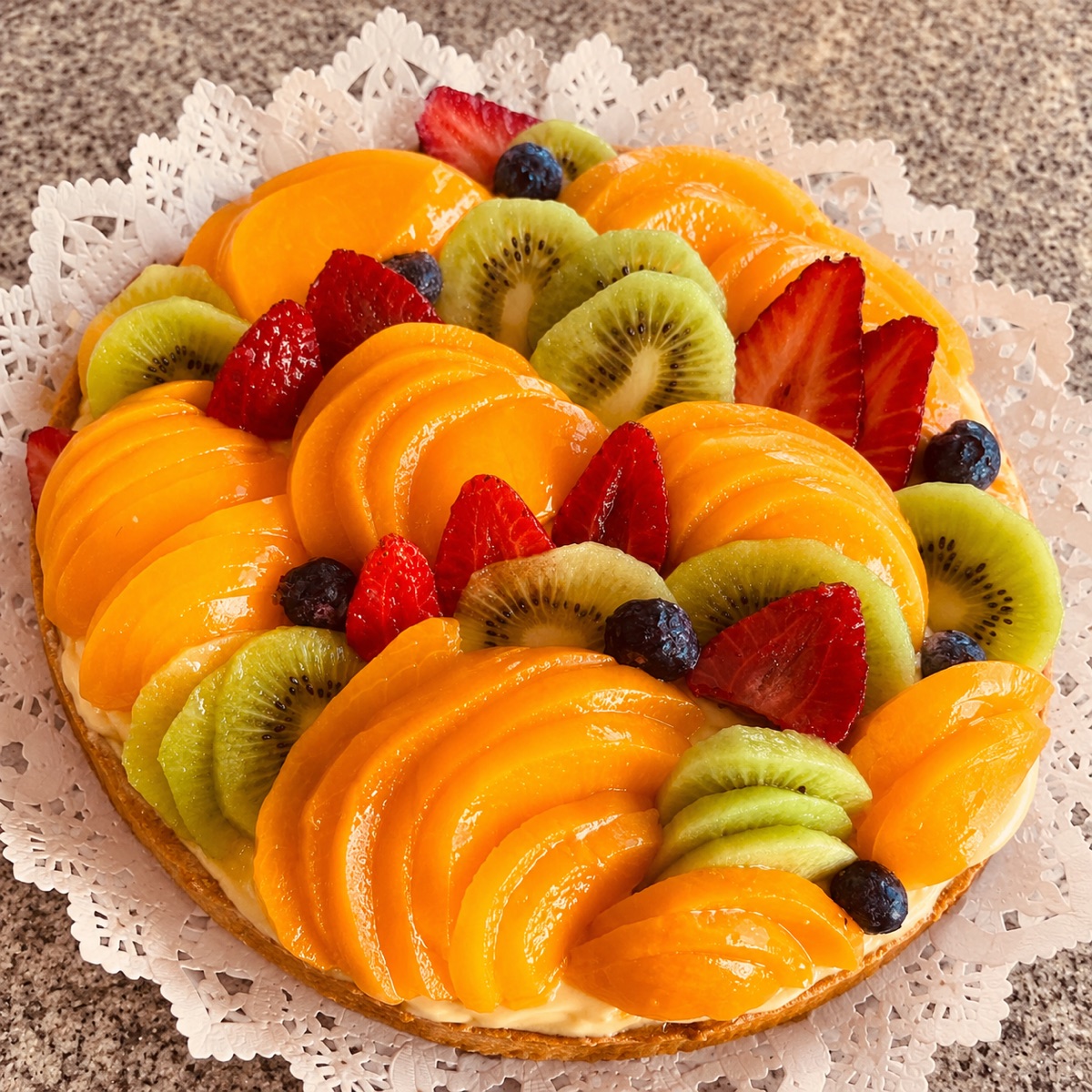 Tarta frutal glaseada sobre encaje.png