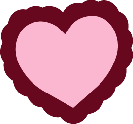 Ilustración de corazón rosa y bordó